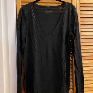 Black shimmer v-neck t-shirt
